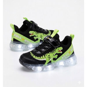Bull Boys Boy Sneakers Size 12 US Dinosaurs Black Neon Green NEW kids boys shoes